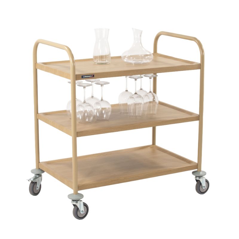 CASSELIN - CHARIOT DE SERVICE IMITATION BOIS 3 PLATEAUX