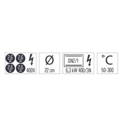 FOURNEAU ÉLECTRIQUE 4 FEUX AVEC FOUR ÉLECTRIQUE STATIQUE GN 2/1 80