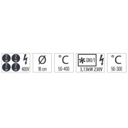 FOURNEAU ÉLECTRIQUE 4 FEUX AVEC FOUR ÉLECTRIQUE VENTILÉ GN 1/1 66