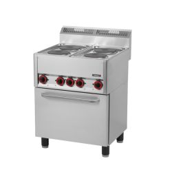 FOURNEAU ÉLECTRIQUE 4 FEUX AVEC FOUR ÉLECTRIQUE VENTILÉ GN 1/1 66