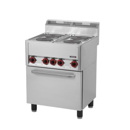 FOURNEAU ÉLECTRIQUE 4 FEUX AVEC FOUR ÉLECTRIQUE VENTILÉ GN 1/1 66