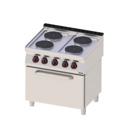 FOURNEAU ÉLECTRIQUE 4 FEUX AVEC FOUR ÉLECTRIQUE VENTILÉ GN 1/1 80