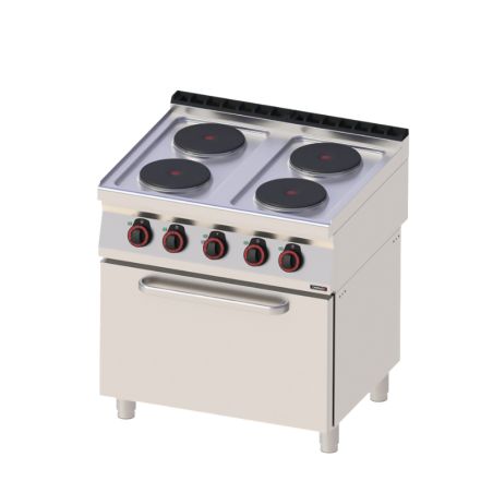 FOURNEAU ÉLECTRIQUE 4 FEUX AVEC FOUR ÉLECTRIQUE VENTILÉ GN 1/1 80