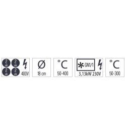 FOURNEAU ÉLECTRIQUE 4 FEUX AVEC FOUR ÉLECTRIQUE VENTILÉ GN 1/1 80