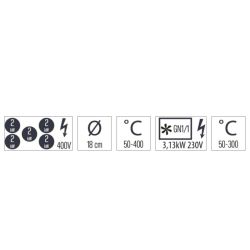 FOURNEAU ÉLECTRIQUE 5 FEUX AVEC FOUR ÉLECTRIQUE VENTILÉ GN 1/1 9
