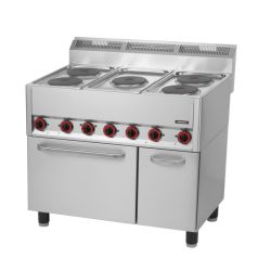 FOURNEAU ÉLECTRIQUE 5 FEUX AVEC FOUR ÉLECTRIQUE VENTILÉ GN 1/1 9