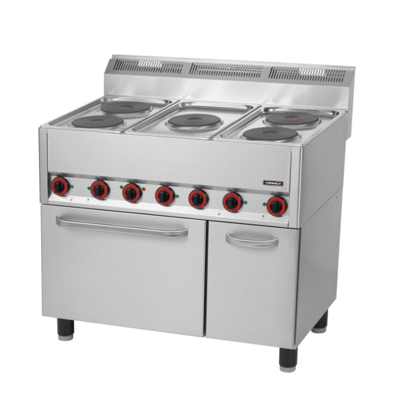 FOURNEAU ÉLECTRIQUE 5 FEUX AVEC FOUR ÉLECTRIQUE VENTILÉ GN 1/1 9