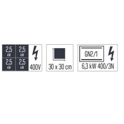 FOURNEAU ÉLECTRIQUE 4 PLAQUES COUP DE FEU AVEC FOUR ÉLECTRIQUE STATIQUE GN 2/1 8