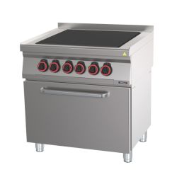 FOURNEAU ÉLECTRIQUE 4 PLAQUES COUP DE FEU AVEC FOUR ÉLECTRIQUE VENTILÉ GN 1/1 80