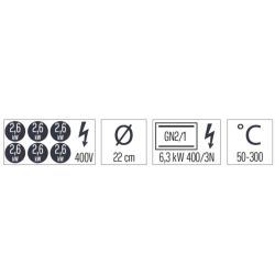 FOURNEAU ÉLECTRIQUE 6 FEUX AVEC FOUR ÉLECTRIQUE STATIQUE GN 2/1 120