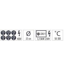 FOURNEAU ÉLECTRIQUE 6 FEUX AVEC FOUR ÉLECTRIQUE VENTILÉ GN 1/1 120