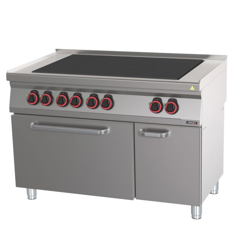 FOURNEAU ÉLECTRIQUE 6 PLAQUES COUP DE FEU AVEC FOUR ÉLECTRIQUE STATIQUE GN 2/1 1