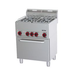 FOURNEAU GAZ 4 FEUX AVEC FOUR ÉLECTRIQUE VENTILÉ GN 1/1 P 66