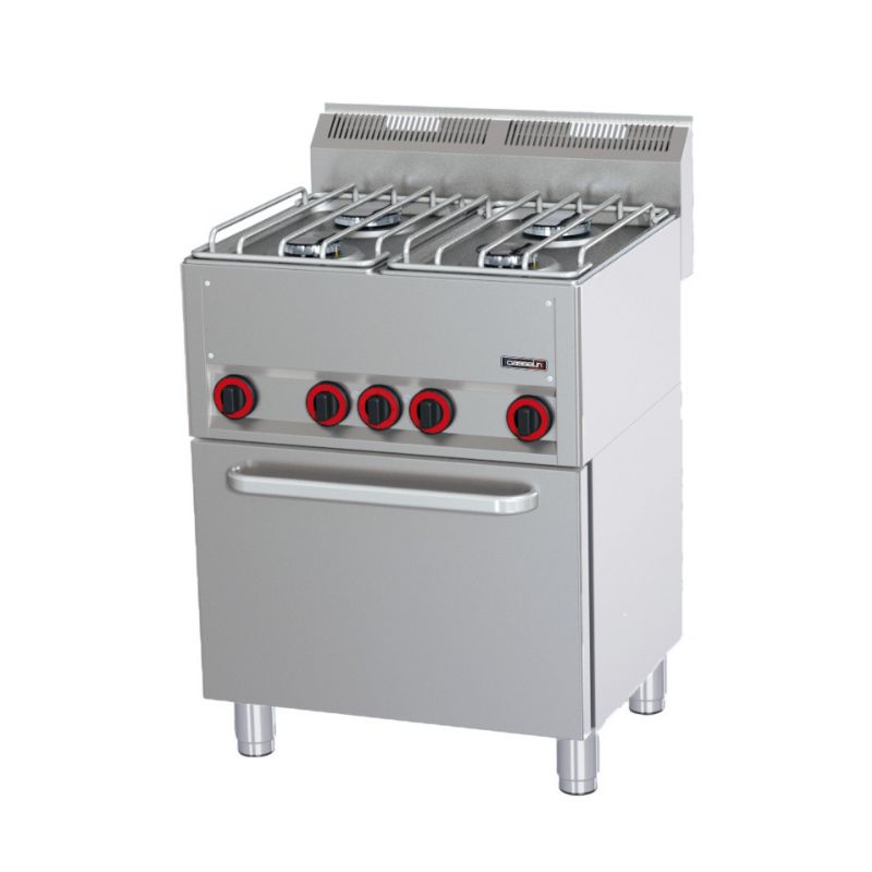 FOURNEAU GAZ 4 FEUX AVEC FOUR ÉLECTRIQUE VENTILÉ GN 1/1 P 66