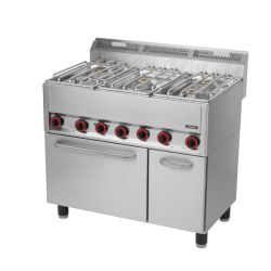 FOURNEAU GAZ 5 FEUX AVEC FOUR ÉLECTRIQUE VENTILÉ GN 1/1 99