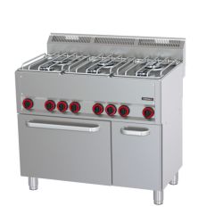 FOURNEAU GAZ 5 FEUX AVEC FOUR ÉLECTRIQUE VENTILÉ GN 1/1 P 99