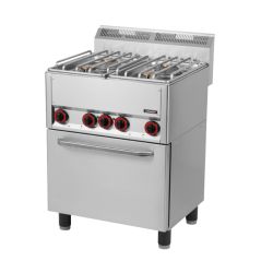 FOURNEAU GAZ 4 FEUX AVEC FOUR ÉLECTRIQUE VENTILÉ GN 1/1 66