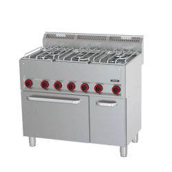 FOURNEAU GAZ 6 FEUX AVEC FOUR ÉLECTRIQUE VENTILÉ GN 1/1 P 99