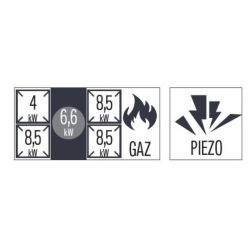 FOURNEAU GAZ À POSER 4 FEUX + 1 PLAQUE COUP DE FEU 120
