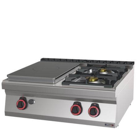 FOURNEAU GAZ À POSER 2 FEUX + 1 PLAQUE COUP DE FEU 80