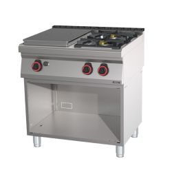 FOURNEAU GAZ 2 FEUX + 1 PLAQUE COUP DE FEU AVEC SOUBASSEMENT 80