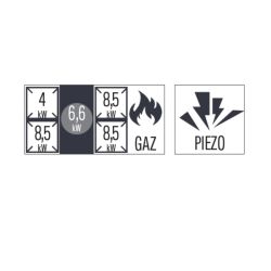 FOURNEAU GAZ 4 FEUX + 1 PLAQUE COUP DE FEU AVEC SOUBASSEMENT 120