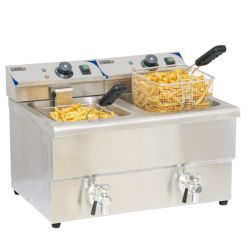 FRITEUSE ÉLECTRIQUE AVEC VANNE DE VIDANGE 2 X 8 LITRES