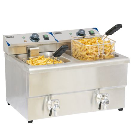 FRITEUSE ÉLECTRIQUE AVEC VANNE DE VIDANGE 2 X 8 LITRES