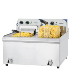 FRITEUSE ÉLECTRIQUE AVEC VANNE DE VIDANGE 2 X 10 LITRES HAUT RENDEMENT