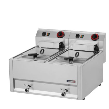 FRITEUSE ÉLECTRIQUE À POSER AVEC VANNE DE VIDANGE 2X8 LITRES T 66