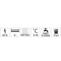 FRITEUSE ÉLECTRIQUE À POSER AVEC VANNE DE VIDANGE 16 LITRES 66