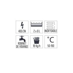 FRITEUSE ÉLECTRIQUE 2 X 8 LITRES AVEC SOUBASSEMENT 66