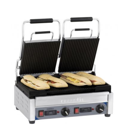 CASSELIN - GRILL PANINI DOUBLE PREMIUM RAINURÉE - RAINURÉE AVEC MINUTEUR