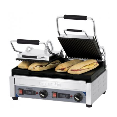 CASSELIN - GRILL PANINI DOUBLE PREMIUM RAINURÉE - LISSE AVEC MINUTEUR