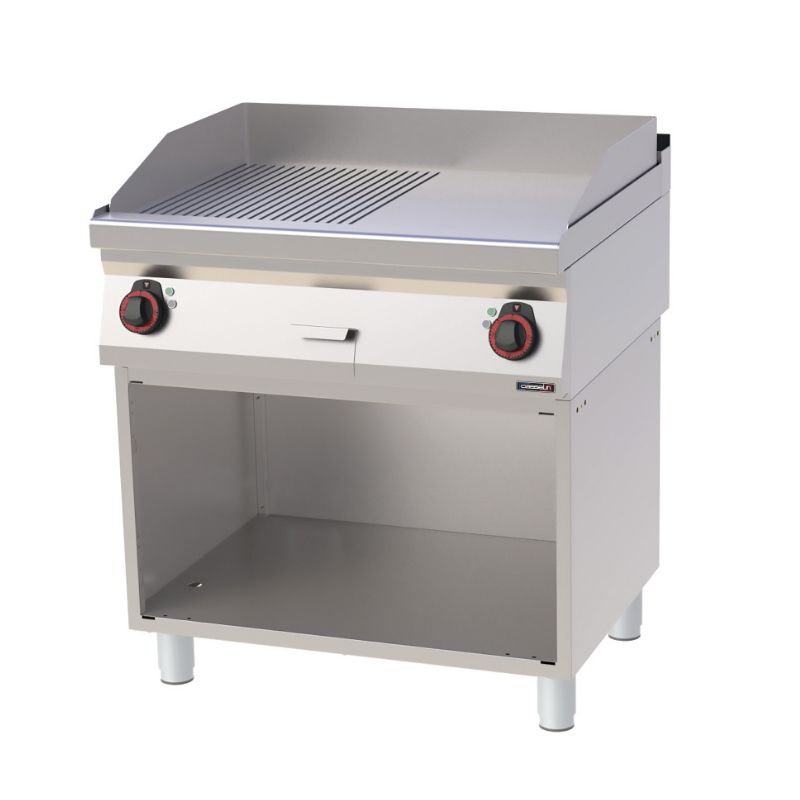 PLAQUE À SNACKER FONTE RAINURÉE LISSE AVEC SOUBASSEMENT 80 ligne 700