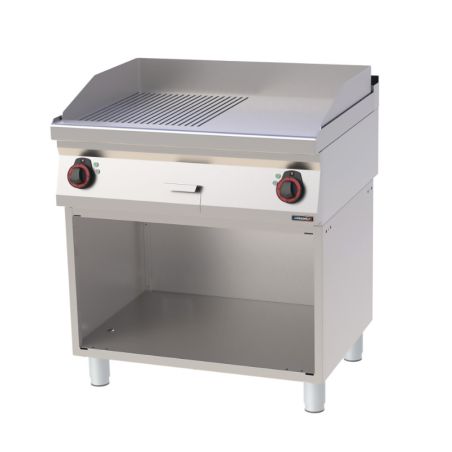 PLAQUE À SNACKER FONTE RAINURÉE LISSE AVEC SOUBASSEMENT 80 ligne 700