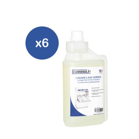CASSELIN - LOT DE 6 - LIQUIDE DE LAVAGE POUR LAVE-VERRES 1L