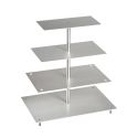 Porte-gâteaux forme rectangulaire en aluminium à 4 étages démontable
