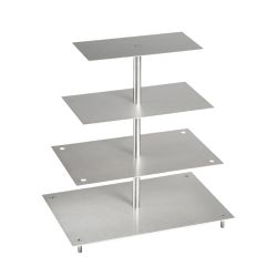 Porte-gâteaux forme rectangulaire en aluminium à 4 étages démontable