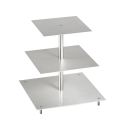 Porte-gâteaux forme carrée en aluminium à 3 étages démontable