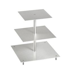 Porte-gâteaux forme carrée en aluminium à 3 étages démontable