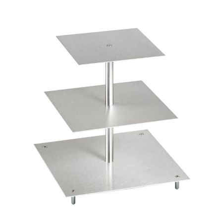 Porte-gâteaux forme carrée en aluminium à 3 étages démontable