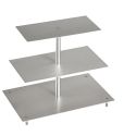 Porte-gâteaux forme rectangulaire en aluminium à 3 étages démontable