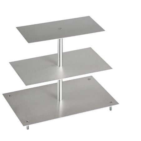 Porte-gâteaux forme rectangulaire en aluminium à 3 étages démontable