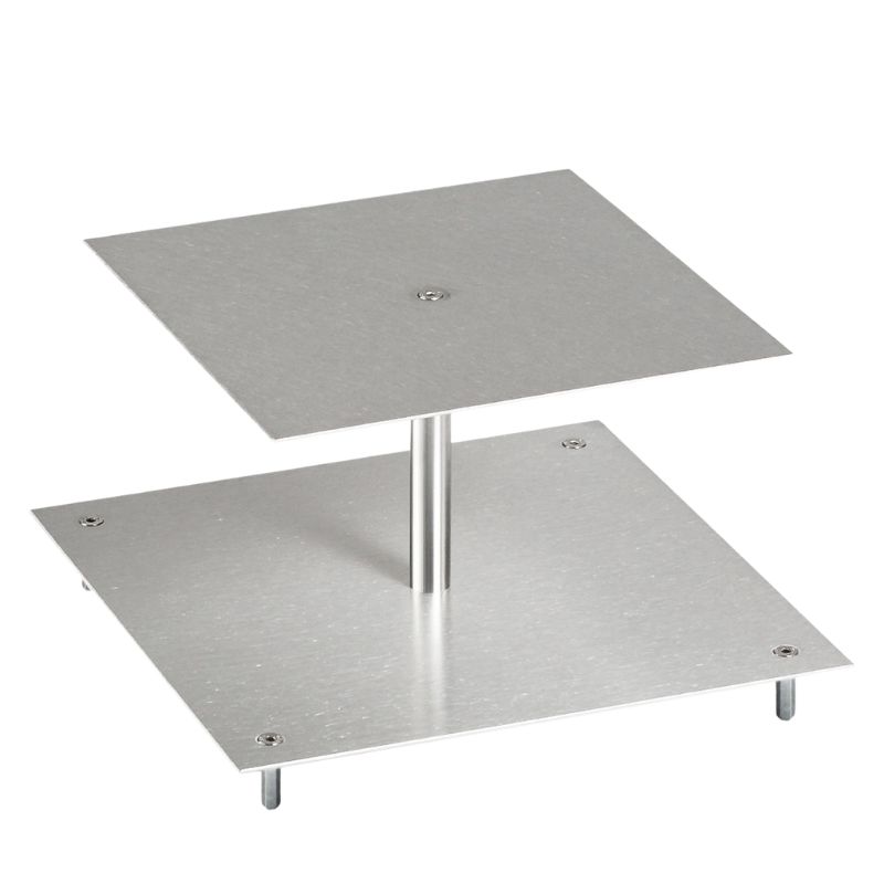 Porte-gâteaux forme rectangulaire en aluminium à 2 étages démontable