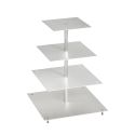 Porte-gâteaux forme carrée en aluminium à 4 étages démontable