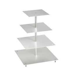Porte-gâteaux forme carrée en aluminium à 4 étages démontable