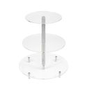 Porte-gâteaux forme ronde enAcrylique / Plexiglas à 3 étages démontable Ø 20 cm | 25 cm | 30 cm
