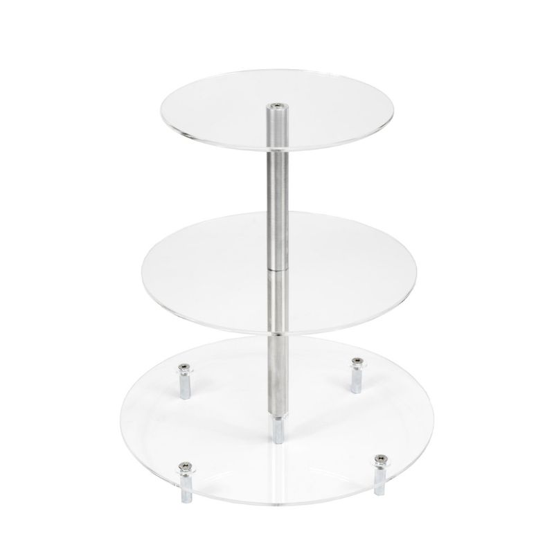 Porte-gâteaux forme ronde enAcrylique / Plexiglas à 3 étages démontable Ø 20 cm | 25 cm | 30 cm