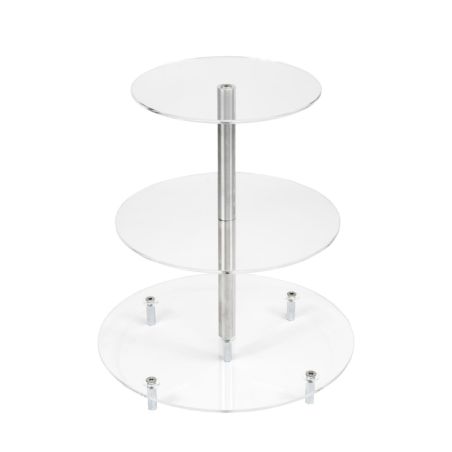 Porte-gâteaux forme ronde enAcrylique / Plexiglas à 3 étages démontable Ø 20 cm | 25 cm | 30 cm
